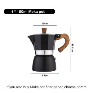 Moka Pot Coffee Maker 300ml 150ml Aluminum Mocha Pot Wooden Handle Espresso Maker Machine BK WH