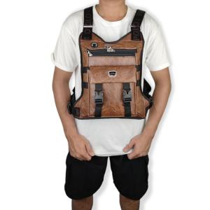 Tas Sepeda Kulit Chest Bag Riding Tactical Sporty Tas Selempang Dada Pria