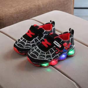 Sepatu Anak Laki-laki LED Motif Spiderman New Model Size 21-36
