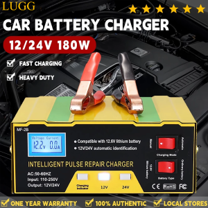 LUGG【COD】Car Battery Charger 12V 24V Heavy Duty Japan for Motorcycle Intelligent Pulse Repair Baterrycharger Fast Charging Automatic Voltage Power Saving