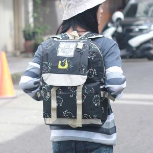 Sanan Fashion - Tas Backpack Ransel Wanita Casual Motif Lucu Hitam Putih LRPD 283