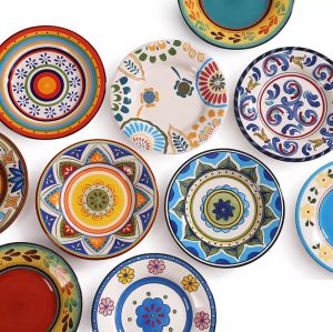 จานจานเซรามิคสำหรับของหวานขนาดเล็กสไตล์อเมริกัน OMK สำหรับจานอาหารจานรองใส่เค้ก