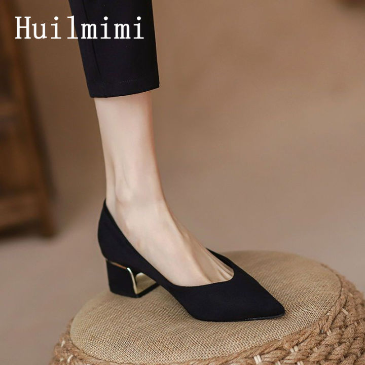 Huilm, women's high heels 5cm high 2024 new thick heels