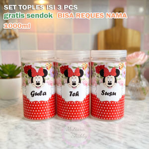 Toples Bumbu Dapur Motif Minimouse Lucu isi 3 pcs Kapasitas1000ml Free Sendok