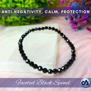 Black Spinel 4MM Faceted Bead [PROTECTION AND ANTI-NEGATIVITY] Bracelet Authentic Natural Crystal