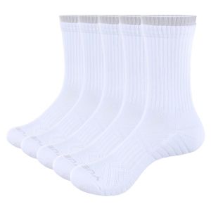 YUEDGE Mens Cotton Cushion Crew Socks for Men Moisture Wicking Performance Athletic Sports Work Socks 5 Pairs/Pack2026