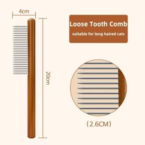 Cat Pet Comb Massage Cat Brush Wooden Handle Pet Hair Remover Stainless Steel Cats Comb Pet Grooming Dog Cleaning Tools Pet Supplies