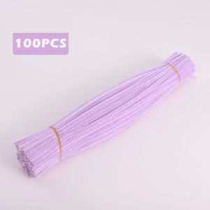 100PCS Colored Chenille Wires Fluffy Sticks DIY Craft Twist Wire Making Art Material Package for Kids Children