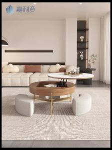 Nordic luxury rock slab lift tea table and TV cabinet combination modern minimalist living room creative circular storage tea table and chair