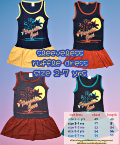 Girls Sleeveless Dress Ruffle Kanak-Kanak 2-7 Tahun - Budak Perempuan Dress Baju Budak Perempuan GirlsClothingDresses - UKURAN SIZE DRESS
