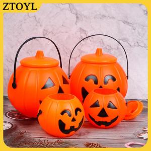 ZTOYL  Halloween Đảng Đạo Cụ Nhựa Bí Ngô Xô Trang Trí Halloween Trang Trí