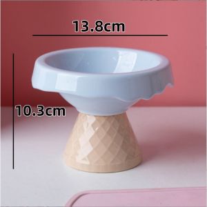 Pet Feeding Bowl Ceramic Cat Bowl Slow Feeder Raised Flower Design Water Bowl Home Use