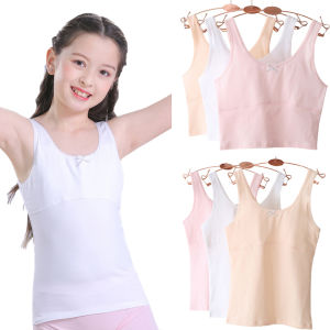 Mùa Hè 2020 8-18 Tuổi Teen Áo Yếm Giản Dị Áo Ngực Bằng Vải Bông Nguyên Chất Áo Ba Lỗ Trẻ Em Cô Gái Tuổi Dậy Thì Quần Áo Màu Trơn Quần Lót Nữ Sinh Viên Áo Sơ Mi Hàn Quốc