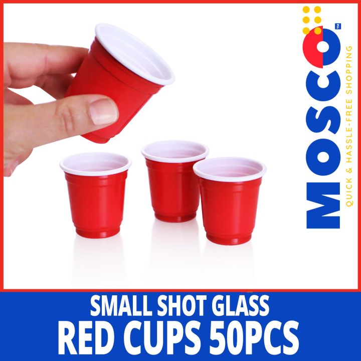 Mini Red Cups 2oz 50pcs Plastic Shot Glasses Drink Party Disposable