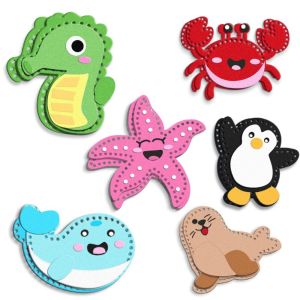 LUMINOU Pre-Punched Pieces Felt Craft Set Nonwoven Felt Cartoon Pattern Sewing Craft Toy  Hanging Chain Sewing Craft Set Kids Sewing Kit