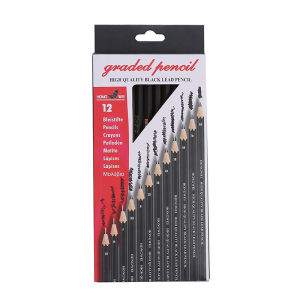 12 Pcs Sketching Wooden Pencil Professional Drawing Diary Cartoon Pencil Iron Painting Drawing Box Writing Pencil 2H-8B