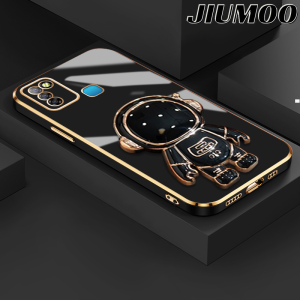 JIUMOO Casing Ponsel untuk Infinix Smart 5 Smart 4 4C Smart 6 Plus Smart 7 Hot 10 Lite X657 Case HP pola kartun astronot Casing pelapisan permukaan batas baru silika wadah Kesing penutup Softcase lensa kamera Phone Stands