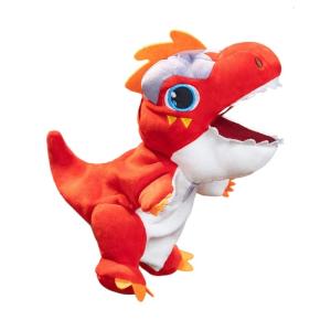 Cartoon Style Dinosaur Plush Toy Green Hand Puppet With Open Mouth Flexible Jaw Creative Stuffed Animal For Children