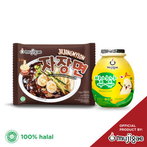 BUNDLE Mujigae by Wonhae Jajangmyeon 265gr & Banana Milk Original 250 mL