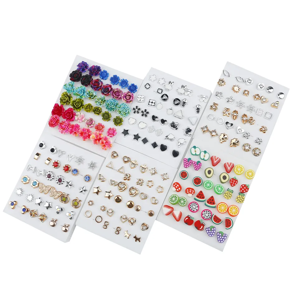 18pairs/set Mix Style Small Stud Earrings Set for Girls Women Cute
