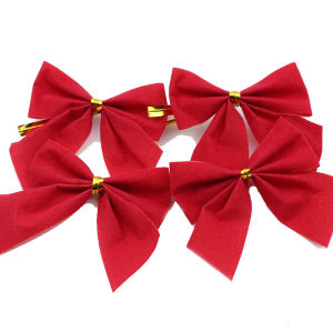 5.5cm Mini Christmas Bow Ornament Red/Gold/Silver DIY Xmas Tree & Gift Wrapping Decoration