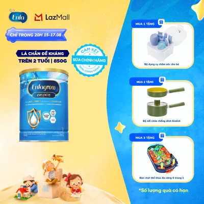 [CHỈ TỪ 15-17/08 MUA LÀ CÓ QUÀ] Sữa bột Enfagrow Enspire 3 850g hỗ trợ đề kháng với Lactoferrin dành cho trẻ từ 2-6 tuổi