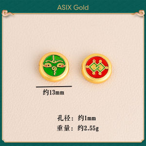 ‌ASIX GOLD 916 18K Gold Plated Antique Style Lucky Charm Beaded Bracelet Butterfly Peach Blossom Five Wealth Gods DIY Gift‌