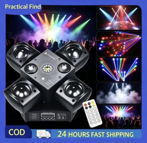 4‑Arm Moving Head LED Stage Light RGBW Beam Strobe Laser DMX512 DJ Disco Light for Party Night Club Bars