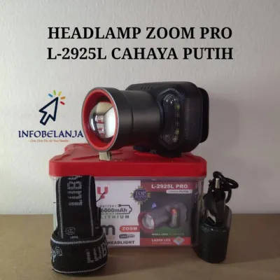 Senter Kepala LED Luby L-2925L PRO 85W Zoom Flash Cahaya Putih Garansi Resmi Original