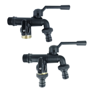 ก๊อกน้ำประปากลางแจ้งแบบช่องคู่ท่อน้ำด้านนอกสายยางสวนข้อต่อแปลงหัวเกลียวก๊อกน้ำเครื่องซักผ้าขนาด1/2นิ้ว3/4นิ้ว