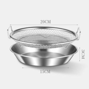Kitchen Stainless Steel Oil Residue Filter Mesh Double Ear Round Oil Drain Rack Oil Filter Stand