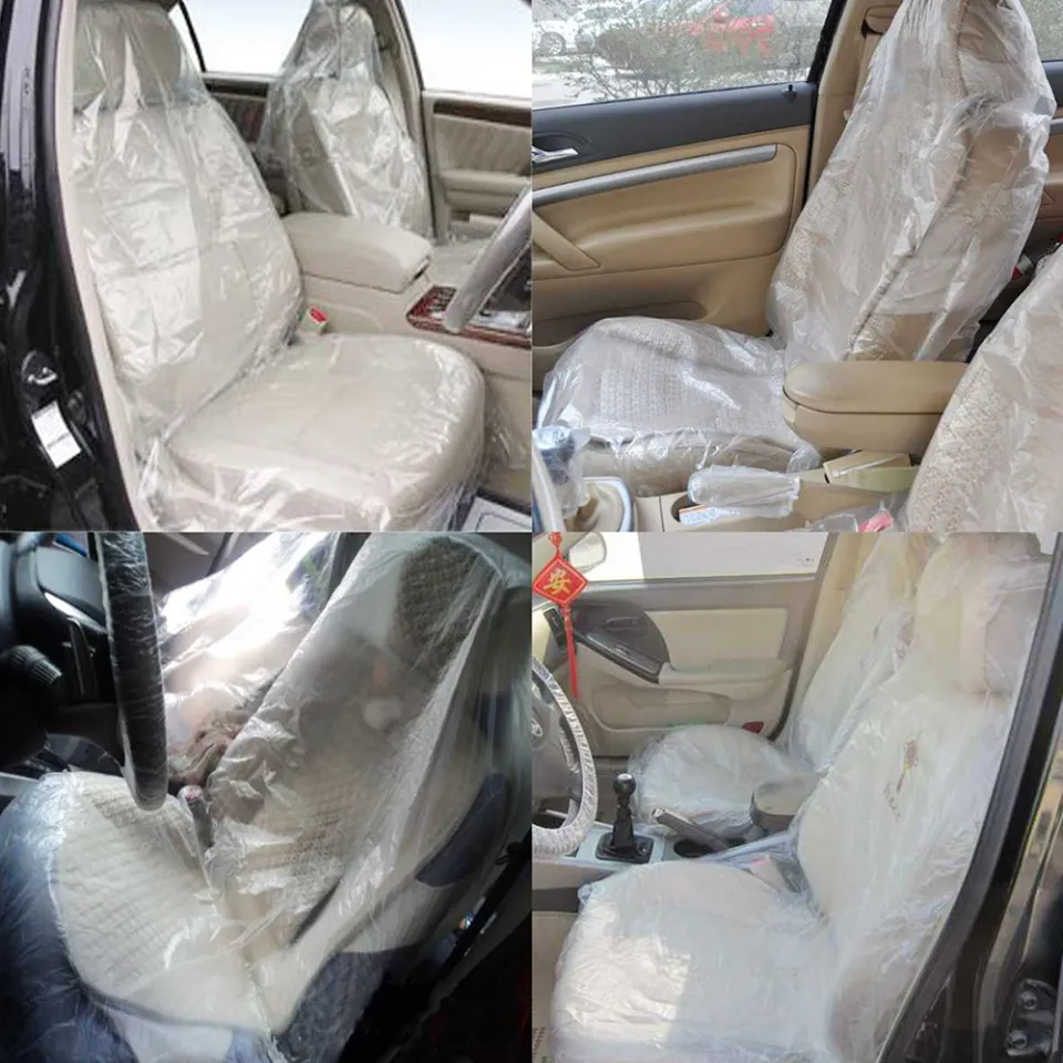Car Disposable Plastic Seat Covers Universal Transparent Seat