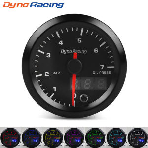Car Modification 52MM Oil pressure gauge 0-7bar High-speed stepper motor Pointer LCD Dual Display 12V