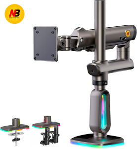 NB Ergonomic Monitor Arm for 32 to 60 inch Flat Ultrawide Curved Computer ScreenHeavy Duty RGB Gaming Monitor Arm Mount Stand 49 inchMax load 20kgC-clamp Grommet Installation VESA 75/100mm