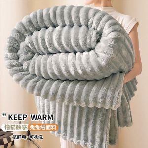 Rabbit Fur Plush Winter Warm Blanket Fleece Blanket Bed Nap Cover Coral Fleece Blanket Flannel Thickened Bed Sheet LZD