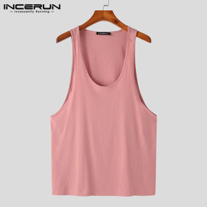 INCERUN Mens Sleeveless Plain Loose Crew Neck Casual Vests Tops Tanks Singlet