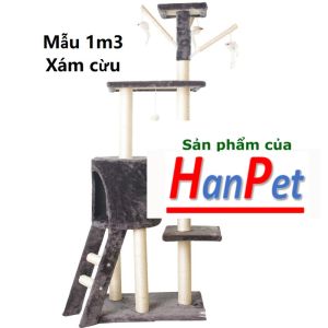Hanpet - Trụ mèo leo trèo nhiều bộ phận (2 loại) Loại nhà mèo dạng nhà cây cho mèo cats tree đa chức năng cho mèo chơi và mèo cào móng