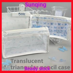 SQ Stationery [Flash Sale] Waterproof Blue Butterfly Floral Print Double Layer Pen Bag Large Capacity Storage Bag School Office Supplies Stationery