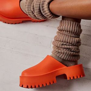 [Free Shipping] Thick-soled closed-toe womens platform sandals ultra-high heel clogs beach shoes