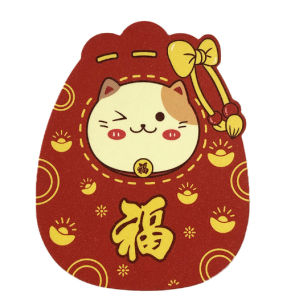 Combo 6 bao lì xì tết - Bao lì xì ép nhũ kim cao cấp mèo thần tài chữ Phúc - có sẵn tại HCM