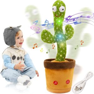 Dancing Cactus Toy 120 English Songs USB Charge Recording Imitate Talking Lights Plush Musical Toys