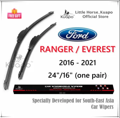 2016-2021 Ford EVEREST / RANGER Front Wiper Blade Set/Pair for AT MT Titanium SUV XLT XLS FX4 Wildtrak Raptor Pickup Car Window Wipers (silicone banana type 2pcs) by Kuapo wifer