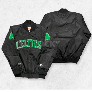 HOCKY Jaket Varsity Baseball Hitam Celtics Bomber Basketball Pria Wanita Full Bordir