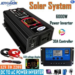 JOYUHON 6000W/4000W Power Inverter DC12V to AC220V car inverter converter with 30A Solar Controller for Home Car Outdoor