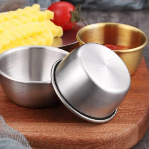 [Mariannes] Sauce Dipping Bowl 304 Stainless Steel Dipping Cups Round Sauce Dishes 50 60ml Mini Reusable Seasoning Cups Dipping Cups