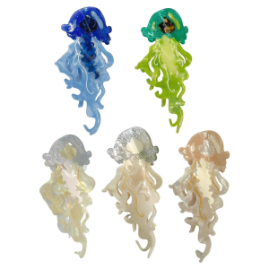 Women Large Hair Claw Clip Marine Styles Jellyfish Acetate Hair Holder for Secure Hair Styling Various Occasion Hairclip