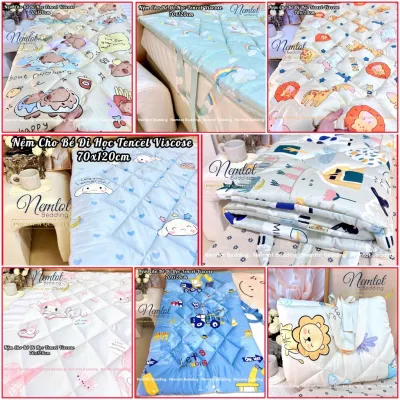 🌳ÊM MỀM🌳 Nệm Cho Bé Đi Học Vải Lyocell Viscose Thoáng Mát Nệm Chần Bông Lông Vũ Cao Cấp Kèm Túi Đựng _ Nemtot Bedding