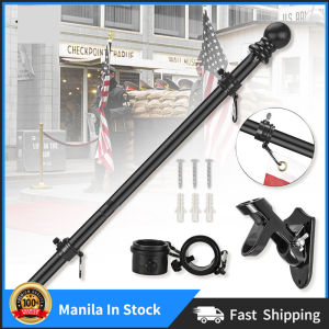 Flag Pole Kit Flag Pole for House House Flag Pole Metal Flagpole with Holder Mounting Bracket for Porch Outdoor Tangles Free Wall Mounted Flag Pole With Stand Black pretty