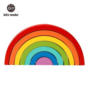 Lets Make Wooden Stacking Blocks Rainbow Color Tunnel Building Game Early Development Gift for Kids