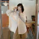 ZD Pink Shirt Women's Spring and Autumn New Korean Style Loose Long Sleeve Top ite Versatile Jacket. 